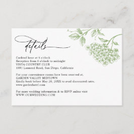 Cartão De Informações Classic Victorian Green Floral Wedding Details 