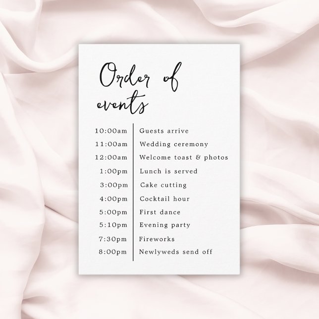 Cartão De Informações Clássica Ordem Elegante De Casamentos (Classic Elegant Wedding Order Of Events Enclosure Card
)