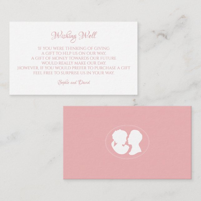 Cartão De Informações Clássica Regência Rosa Cameo Desejando Bem Casamen (Frente/Verso)
