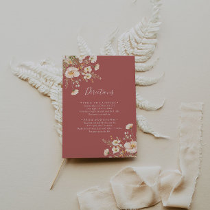 Cartão De Informações Clássico Boho Blush Wildflower Directions