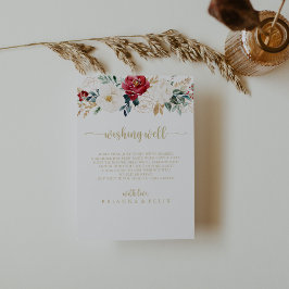 Cartão De Informações Clássico Casamento Branco Dourado Borgonha Desejan