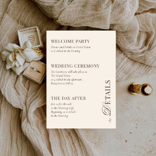 Cartão De Informações Clássico Casamento Old Money com detalhes em Marro