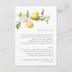 Cartão De Informações Clássico Citrus Lemon Summer Enclosure Card