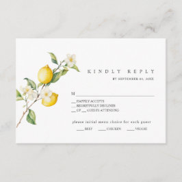 Cartão De Informações Clássico Citrus Lemon Summer Wedding RSVP Card