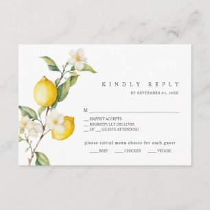 Cartão De Informações Clássico Citrus Lemon Summer Wedding RSVP Card