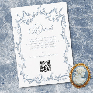 Cartão De Informações Clássico Elegante Pó Azul Floral Quadro Casamento