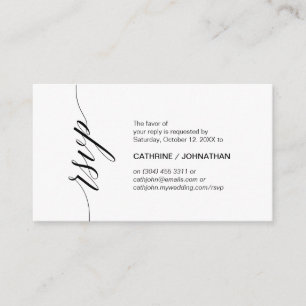Cartão De Informações Clássico Elegante, Script Preto, RSVP de Partido