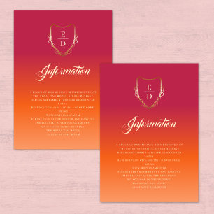 Cartão De Informações Clássico Gradiente Sunset Maroon Monograma Luxo