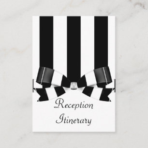 Cartão De Informações Clássico listrado preto & branco do casamento