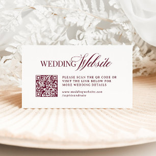 Cartão De Informações Clássico Luxo Código QR do Site de Casamento