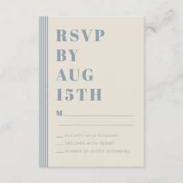 Cartão De Informações Clássico Moderno RSVP Casamento Listrado Azul