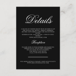 Cartão De Informações Clássico, preto e branco, com legância caligráfica