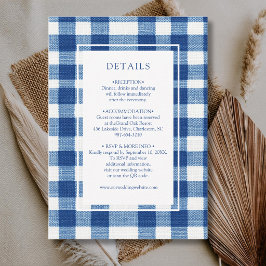 Cartão De Informações Clássico Xadrez Azul Bebê Azul Detalhes Gingham