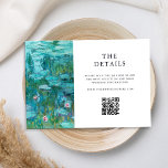 Cartão De Informações Claude Monet Water Lily Wedding<br><div class="desc">Crie seus cartões personalizados de cerimônia de casamento com a pintura de Claude Monet Water Lily.</div>