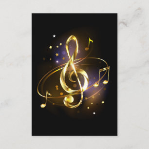 Cartão De Informações Clave de Sol Musical de Ouro