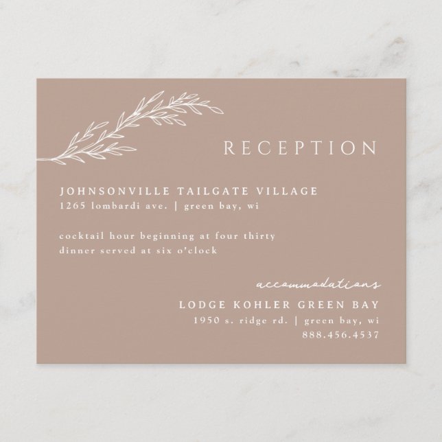 Cartão De Informações Clay Modern Stenciled Botanical Details (Frente)