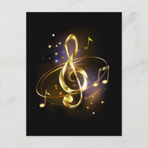 Cartão De Informações Clef de Sol de Música Dourada