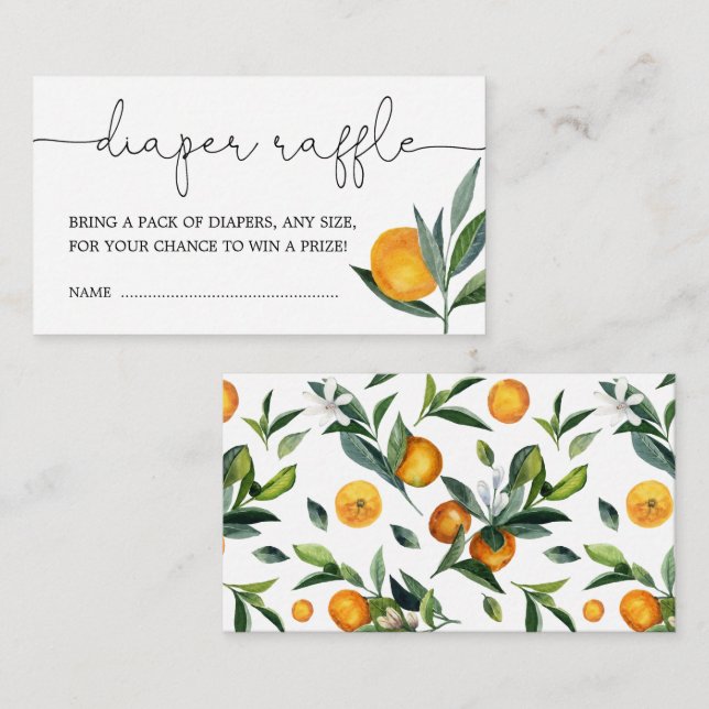 Cartão De Informações Clementine Orange Citrus Fralda Raffle (Frente/Verso)