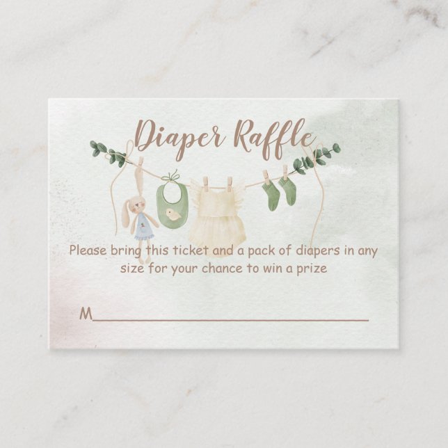 Cartão De Informações Clothes on a line boho baby shower diaper raffle (Frente)