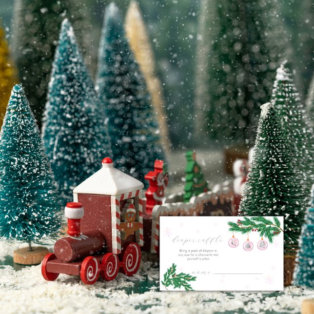 Cartão De Informações Clothesline Ornaments Diaper Raffle Baby Shower  (Clothesline Ornaments Diaper Raffle Baby Shower Enclosure Card)