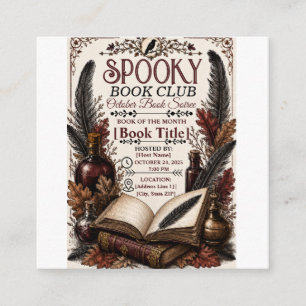 Cartão De Informações Clube do Livro Assombrado Gótico Vintage Halloween
