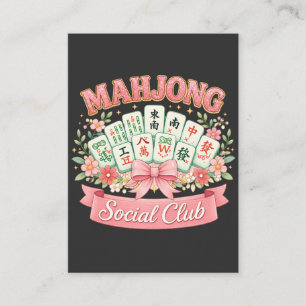 Cartão De Informações Clube Social de Mahjong Laço Floral Rosa