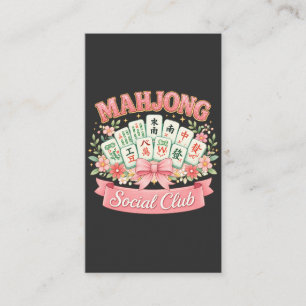 Cartão De Informações Clube Social de Mahjong Laço Floral Rosa
