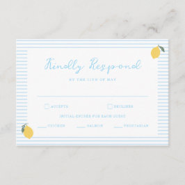 Cartão De Informações Coastal Blue Lemon Amalfi Wedding RSVP Card