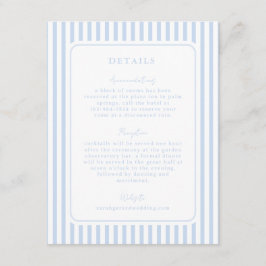Cartão De Informações Coastal Blue Striped Wedding Detail