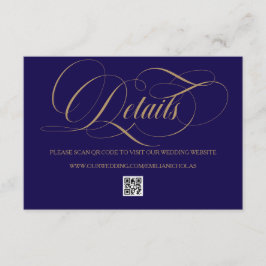 Cartão De Informações Cobalt Blue and Gold Simple Wedding