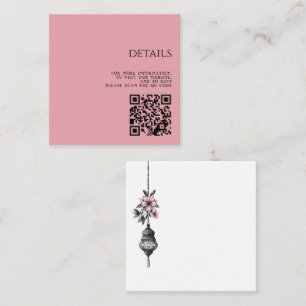 Cartão De Informações Cód. QR das Flores Rosa e dos Lanternas