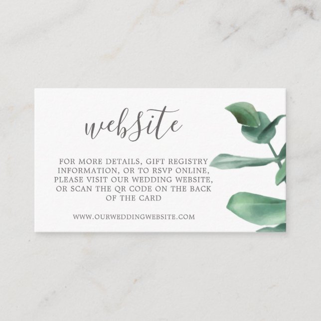 Cartão De Informações Codificação QR website moderno eucalipto botânico (Frente)