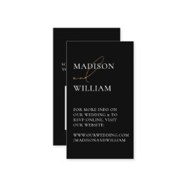 Cartão De Informações Código de QR do Site de Casamento Preto Moderno