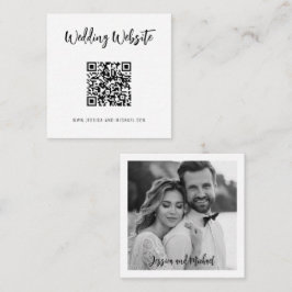Cartão De Informações Código de QR 💍 Site de casamento Elegante Minimal