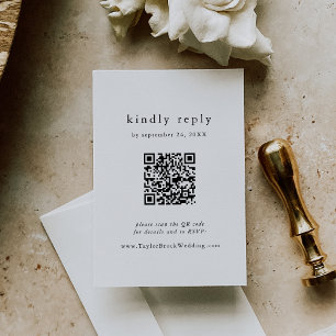 Cartão De Informações Código EMELIA QR Simple Modern Boho Wedch RSVP