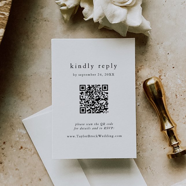 Cartão De Informações Código EMELIA QR Simple Modern Boho Wedch RSVP (EMELIA QR Code Simple Modern Boho Wedding RSVP Enclosure Card)