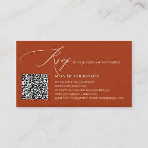 Cartão De Informações Código QR ArtsApp RSVP elegante Caligrafia Luxuosa