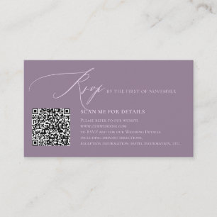 Cartão De Informações Código QR ArtsApp RSVP Luxuoso com Caligrafia Eleg