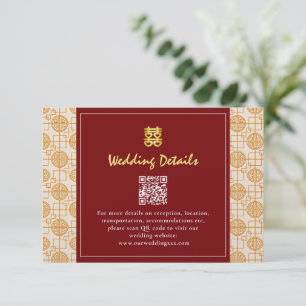 Cartão De Informações código QR auspicioso de casamento chinês peranakan
