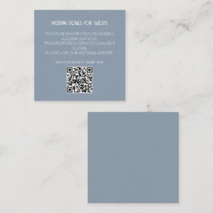 Cartão De Informações Código QR Azul Empoeirado Detalhes de Casamento Mo