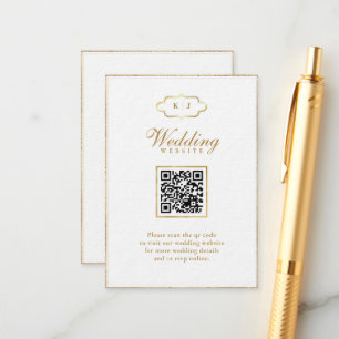 CARTÃO DE INFORMAÇÕES CÓDIGO QR CALIGRAFIA ROMÂNTICA MONOGRAMA CASAMENTO