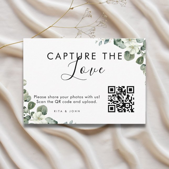 Cartão De Informações Código QR Capture The Love de Eucalipto Moderno  (Criador carregado)