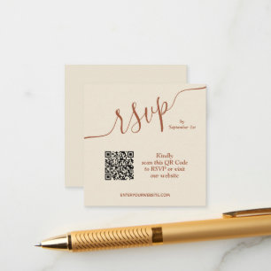 Cartão De Informações Código QR Casado Beige Terracotta