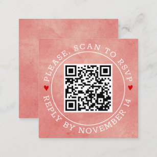 Cartão De Informações Código QR: casamento cor-de-rosa com manchas cor-d