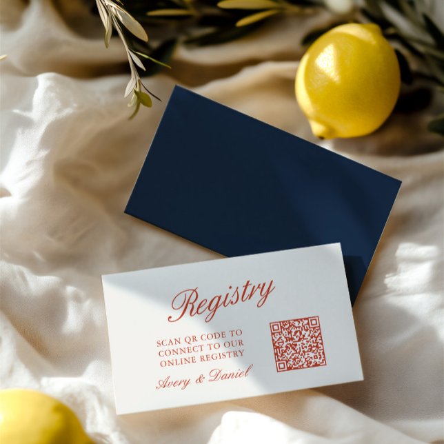 Cartão De Informações Código QR Casamento de Registro (QR Code Wedding Registry Ivory Enclosure Card)
