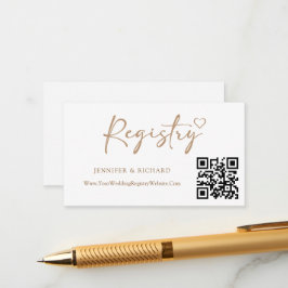 Cartão De Informações Código QR Casamento Registro Dourado Legante Calig