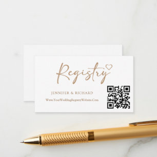 Cartão De Informações Código QR Casamento Registro Dourado Legante Calig