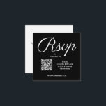 Cartão De Informações Código QR Casamento Script Chic<br><div class="desc">Esses cartões de resposta modernos em preto e branco com escrita elegante são uma maneira fácil para que seus convidados respondam no site do seu casamento. Para criar seu próprio código QR para o site, basta inserir a URL no campo de texto ao personalizar seus cartões. **O Serviço de Design...</div>