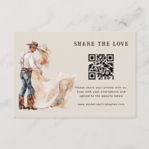 Cartão De Informações Código QR Casamento Western Compartilhe o Amor