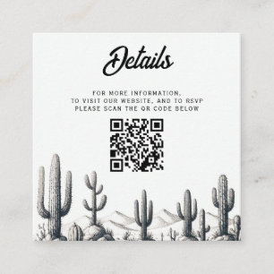 Cartão De Informações Código QR Casual de Casamento de Cactus
